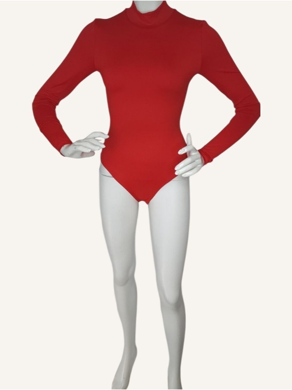 NWT RD Style Second Skin Red Double Lined Mock Neck Bodysuit Small - Picture 2 of 8
